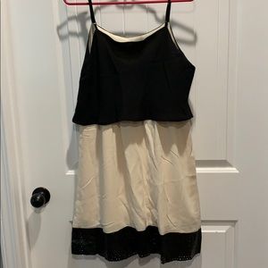 Tan and black cocktail dress